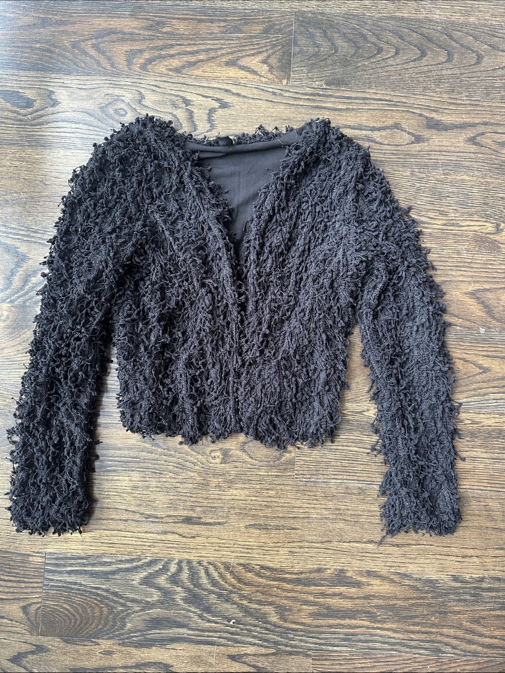 Windsor Black Textured Fringe Bouclé Cardigan